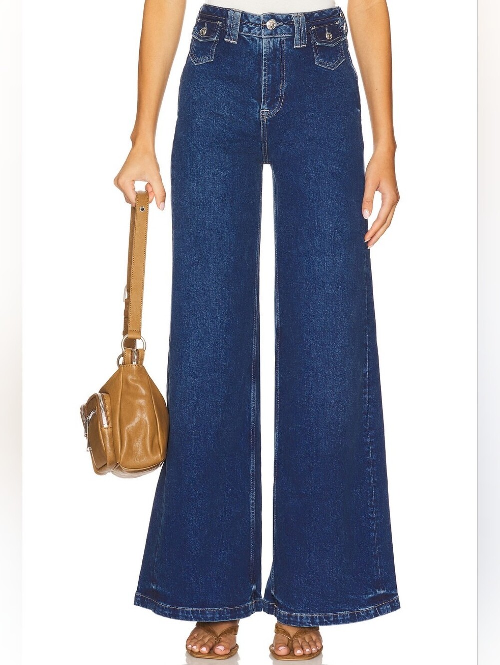Free People We The Free Kellee High Rise Palazzo Jeans Blue Night Size 29 NWT